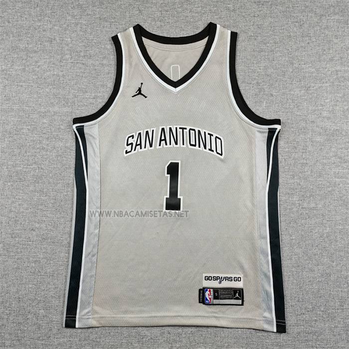 Camiseta Nino San Antonio Spurs Victor Wembanyama NO 1 Statement 2025-26 Gris